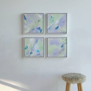 Composição de 4 quadros 33 x 33 cm | Flores e intuições