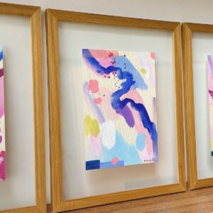 Acrílico sobre papel Abstrato 001 /  quadro sanduíche de vidro