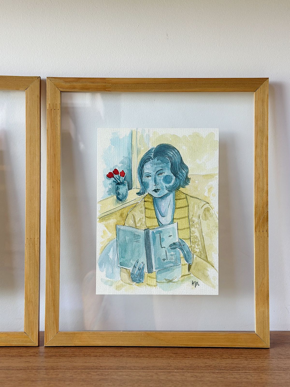 Aquarela Clarice / quadro sanduíche de vidro 32 x 38 cm - Imagem 3