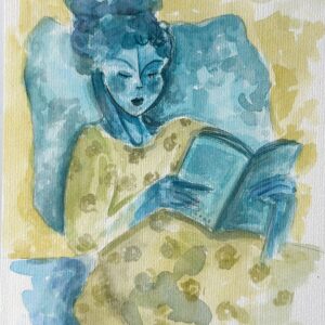 Aquarela Ana /  quadro sanduíche de vidro 32 x 38 cm