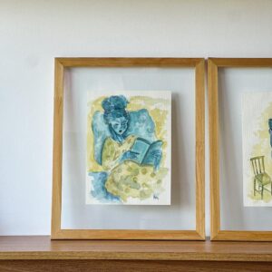 Aquarela Ana /  quadro sanduíche de vidro 32 x 38 cm